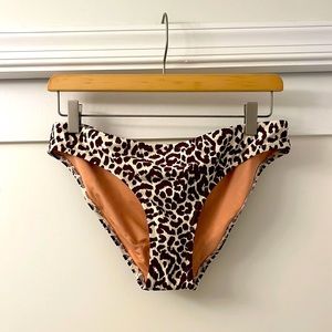 J. CREW Hipster Full-Coverage Bikini Bottom in Leopard Print, Sz Medium - NWT
